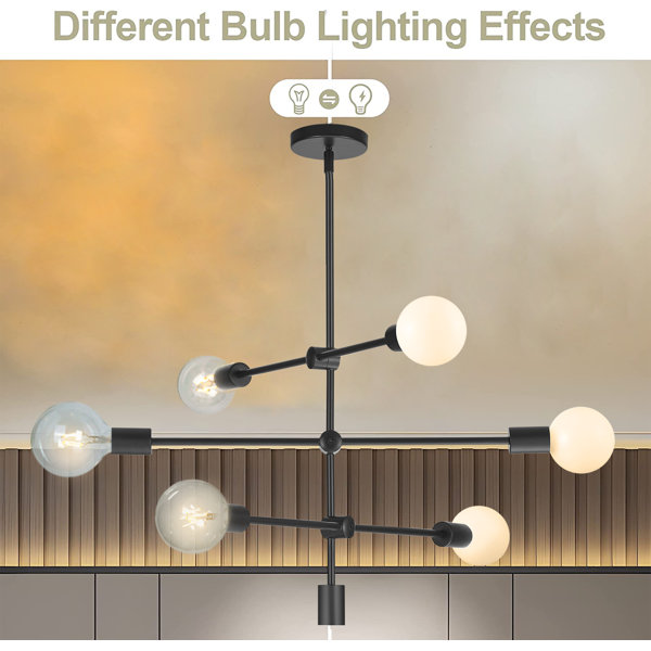 Mercer41 Dycus 6 - Light Dimmable Sputnik Modern Linear Chandelier